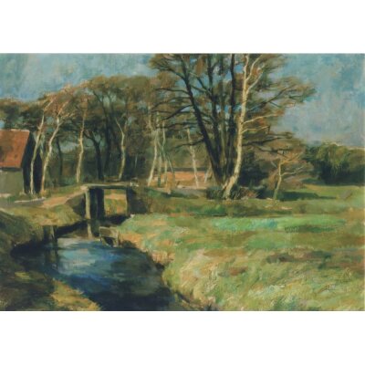 Karl Krummacher. Moorkanal mit Holzsteg, um 1940