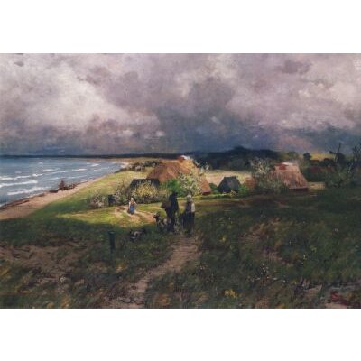 Paul Müller-Kaempff. Weiter Blick über das Dorf Ahrenshoop