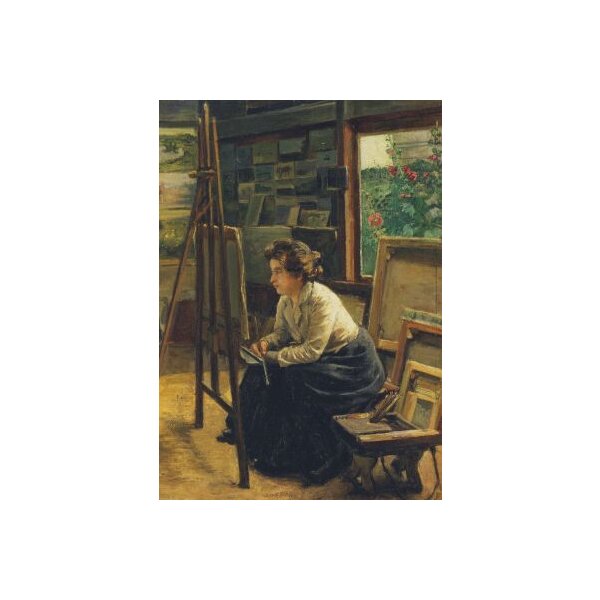 Emma Eibler. Malerin an der Staffelei, um 1910