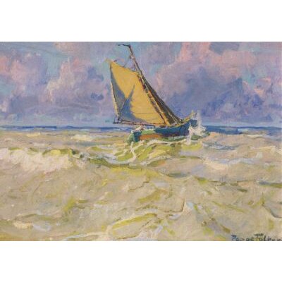 Poppe Folkerts. Tjalk in der Nordsee, um 1930