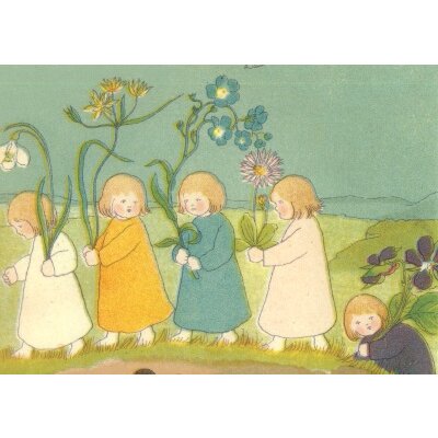 Sybille von Olfers. Wurzelkinder 4, Blumen in der Hand. KK
