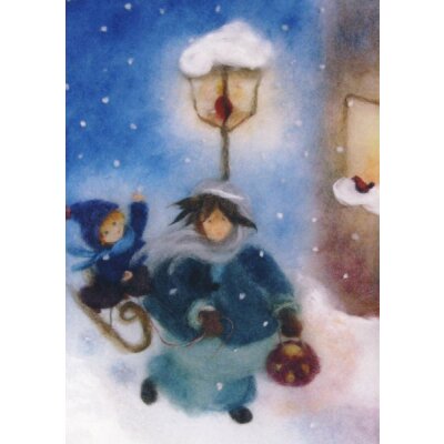 Franziska -Kopp. Mutter und Kind mit Schlitten