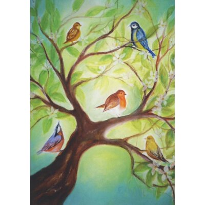 Baukje Exler. Vogels in boom. Vögel im Baum
