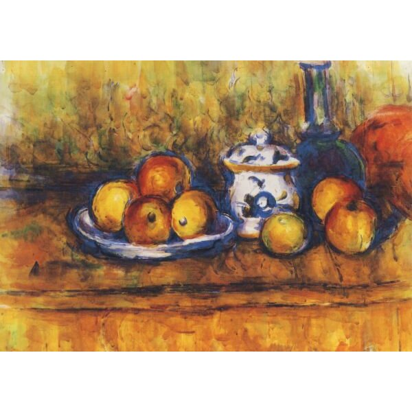 Paul Cézanne. Stilleben m. Äpfeln,Zuckerd.u.Karaffe,1900/02.KK