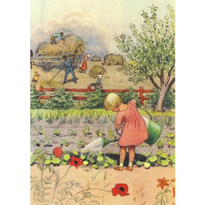 Beskow, E. Mädchen bei der Gartenarbeit