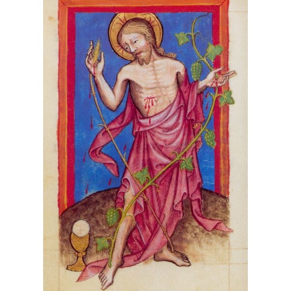 Christus mit eucharistischen Symbolen. Gebetbuch 15. Jh.