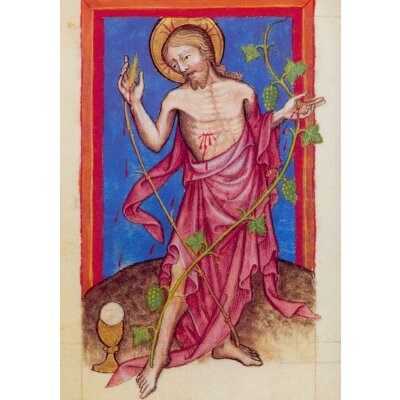 Christus mit eucharistischen Symbolen. Gebetbuch 15. Jh.