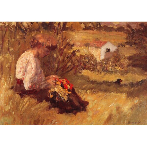 Pierre Bonnard. Junge Frau in einer Wiese sitzend