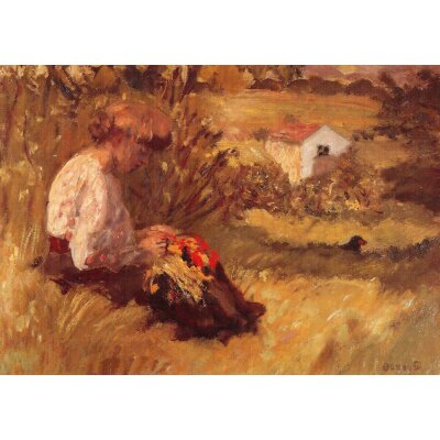Pierre Bonnard. Junge Frau in einer Wiese sitzend