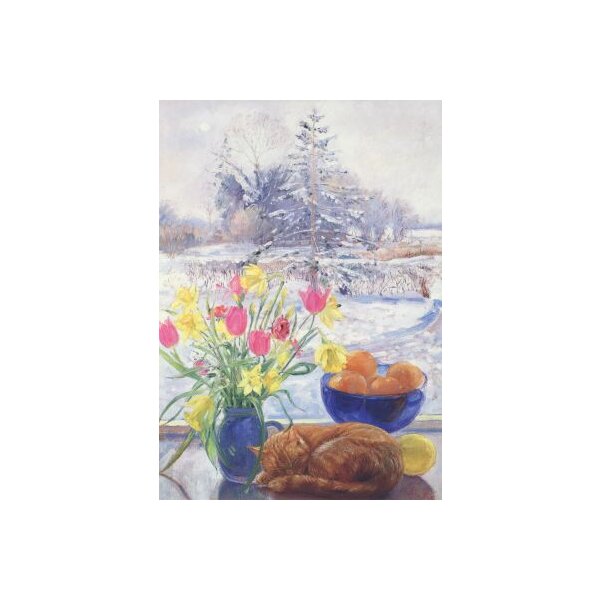 Timothy Easton. Getigerte Katze mit Blumen
