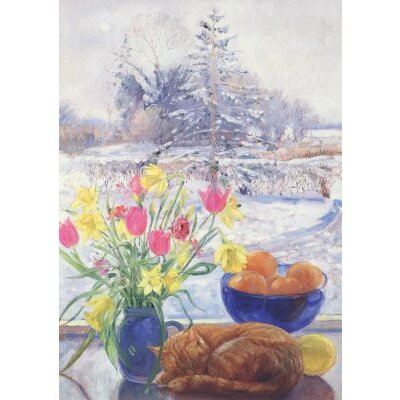 Timothy Easton. Getigerte Katze mit Blumen