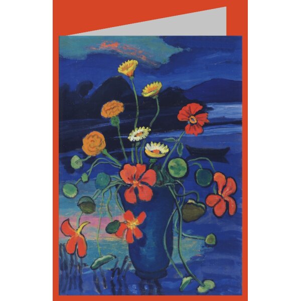Gabriele Münter. Blumenstillleben vor Landschaft, 1934