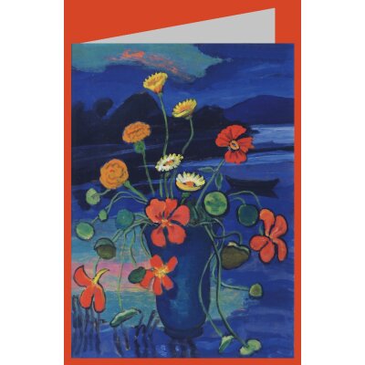 Gabriele Münter. Blumenstillleben vor Landschaft, 1934