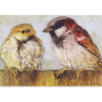 Loes Botman. Zwei Spatzen (Haussperling)