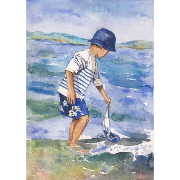 Anne C. Wenzel. Junge mit Segelboot
