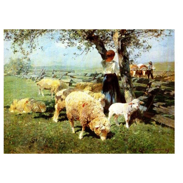 Heinrich von Zügel. Hirten an einem Zaun,1889