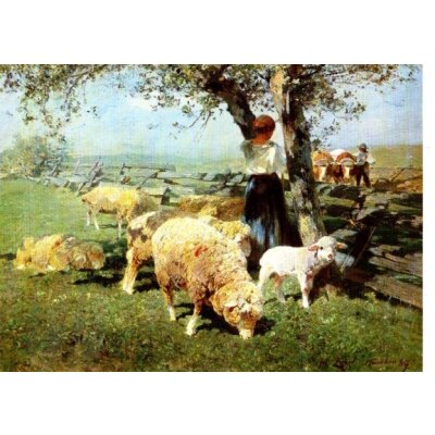 Heinrich von Zügel. Hirten an einem Zaun,1889