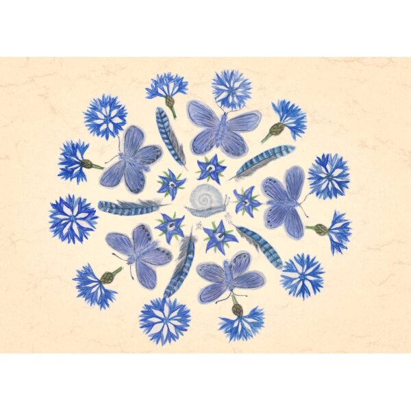 Anna Malten. Blaue Feder-Falter-Blüte