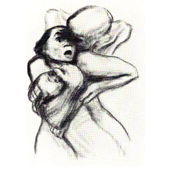 Käthe Kollwitz. Frau wird vom Tod gepackt, 1934/37