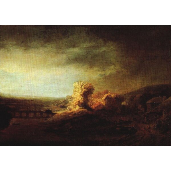 Rembrandt Harmensz van Rijn, Landschaft mit langer Bogenbrücke