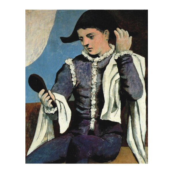 Pablo Picasso. Harlekin mit Spiegel, 1923