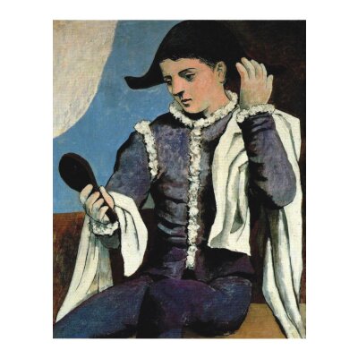 Pablo Picasso. Harlekin mit Spiegel, 1923