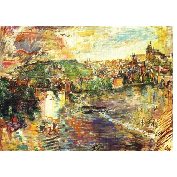 Oskar Kokoschka. Prag: Blick von der Moldau, Pier I, 1936