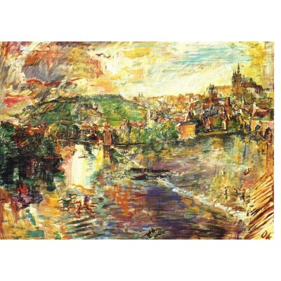 Oskar Kokoschka. Prag: Blick von der Moldau, Pier I, 1936