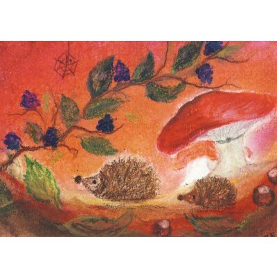 Baukje Exler. Moeder egel met jong. Mutter Igel mit Junges