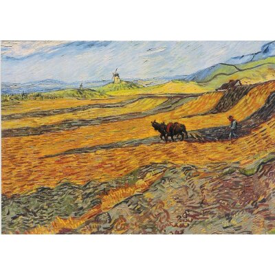 Vincent van Gogh. Acker mit pflügendem Bauern und...