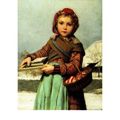 Albert Anker. Schulmädchen mit Schiefertafel und ...