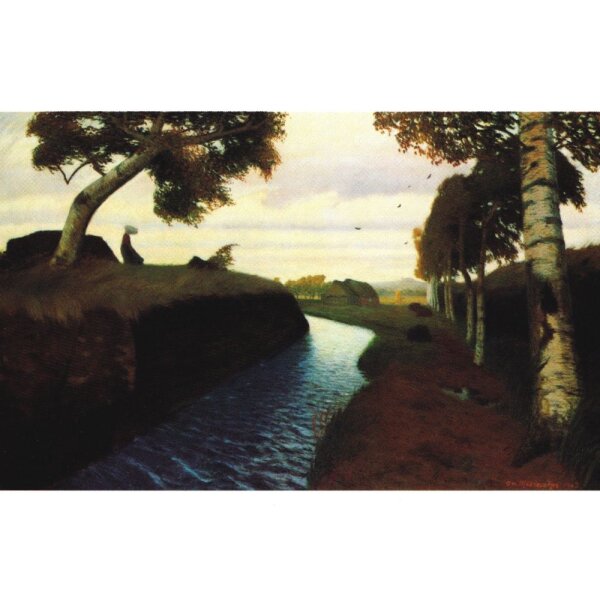 Otto Modersohn. Moorkanal mit Mädchen unter einer Birke, 1903