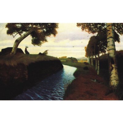 Otto Modersohn. Moorkanal mit Mädchen unter einer...