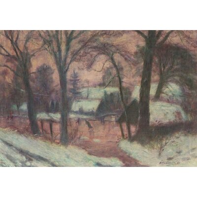 Otto Modersohn. Schlittschuhläufer im Dorf, 1933