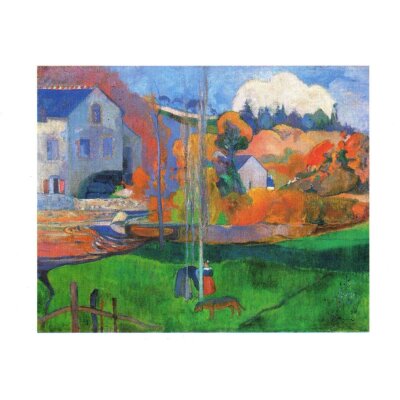 Paul Gauguin. Bretagne Landschaft mit Wassermühle