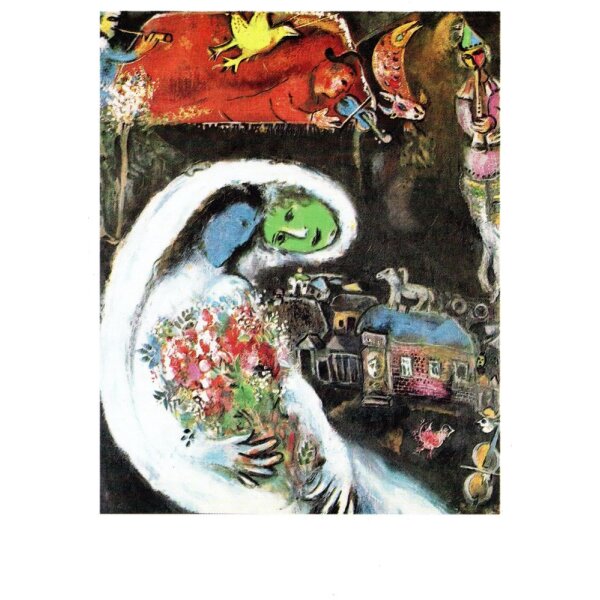 Marc Chagall. Frau in weiß mit blauem Gesicht, 1960