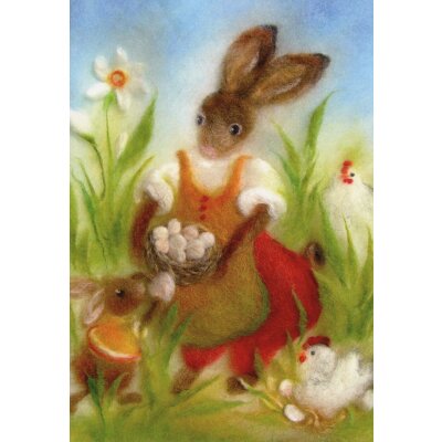 Franziska Kopp. Osterhasen mit Hühner.
