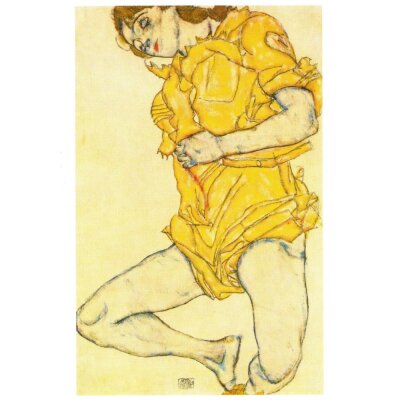 Egon Schiele. Anhängliche Frau mit gelbem Kleid, 1914