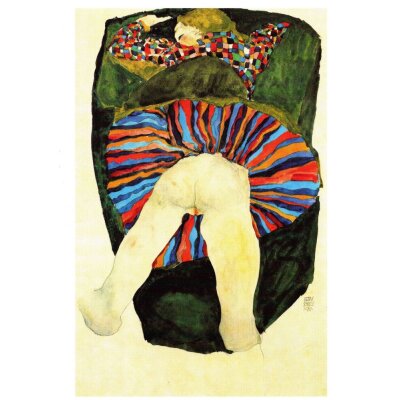 Egon Schiele.Lliegende, halbnackte Frau, 1911