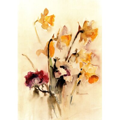 Hummel, M.I. Osterglocken und Anemonen