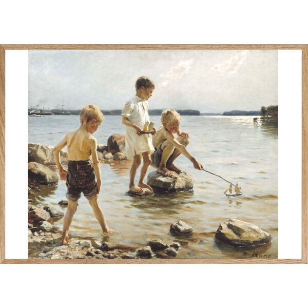 Albert Edelfelt. Boys Playing on the Shore. KD ca. A4