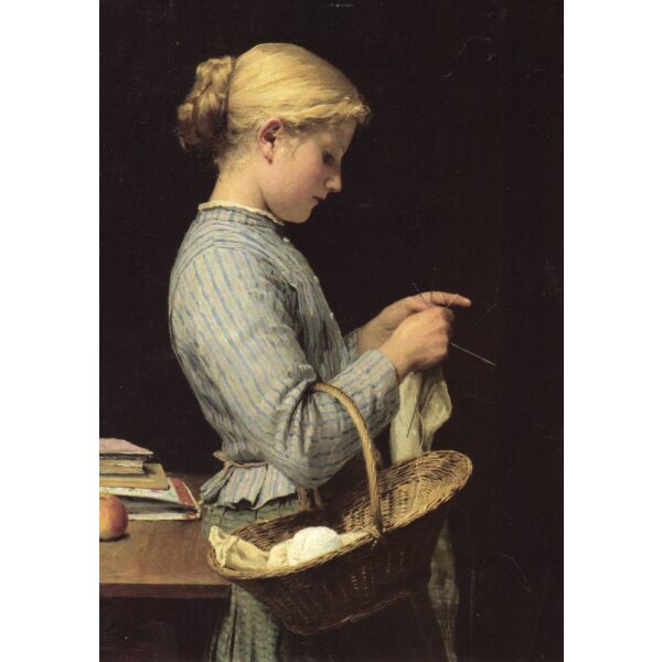 Albert Anker. Strickendes Mädchen, 1888