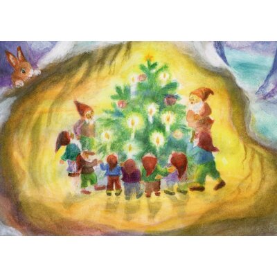 Dorothea Schmidt. Die Zwerge bewundern den Weihnachtsbaum