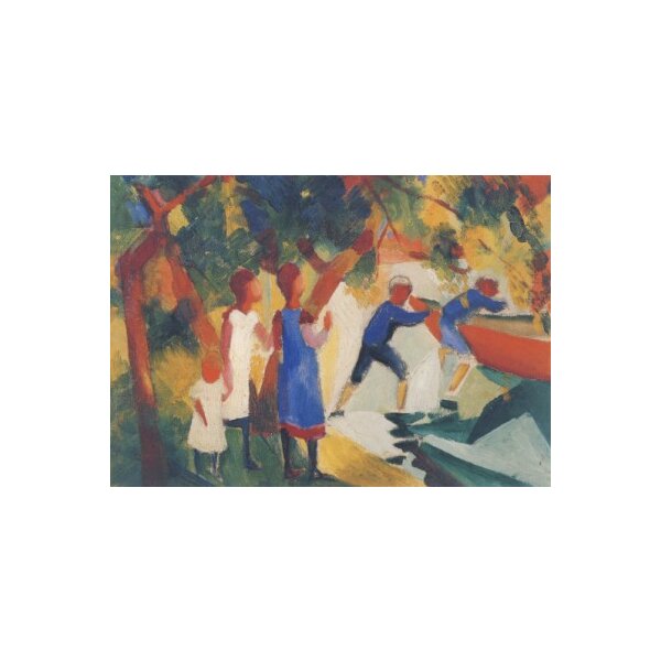 August Macke. Spielende Kinder am Wasser, 1914.