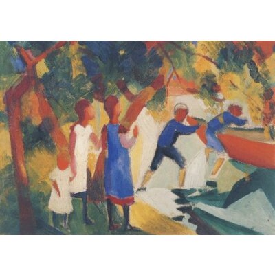 August Macke. Spielende Kinder am Wasser, 1914.