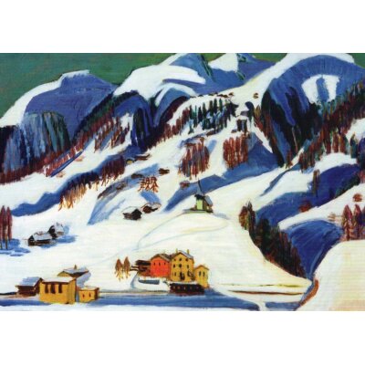 Ernst Ludwig Kirchner. Berge und Häuser im Schnee, 1924