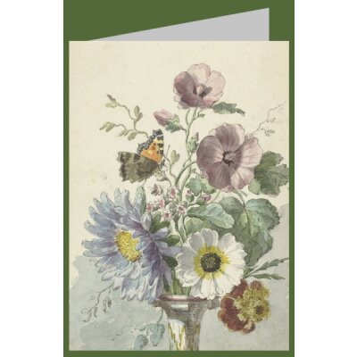 Willem van Leen. Blumenstrauß im Hals einer grünen Vase