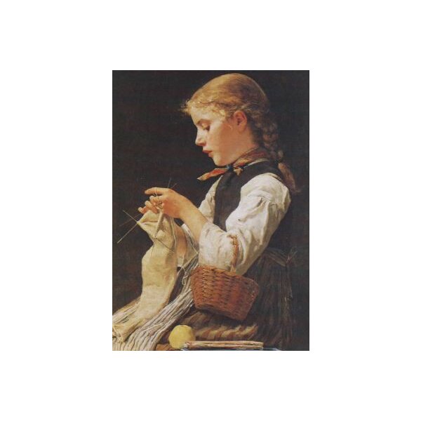 Albert Anker. Strickendes Mädchen, 1884
