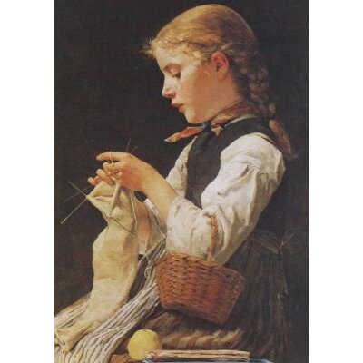 Albert Anker. Strickendes Mädchen, 1884