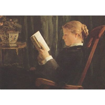 Albert Anker. Lesendes Mädchen. um 1882